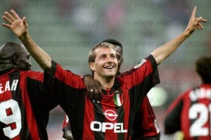 25 Sep 1999: Maurizio Ganz of Milan celebrates during the Serie A match between AC Milan and Bologna played at the San Siro, Milan, Italy. Tha game finished in a 4-0 victory for Milan. Mandatory Credit: Claudio Villa /Allsport